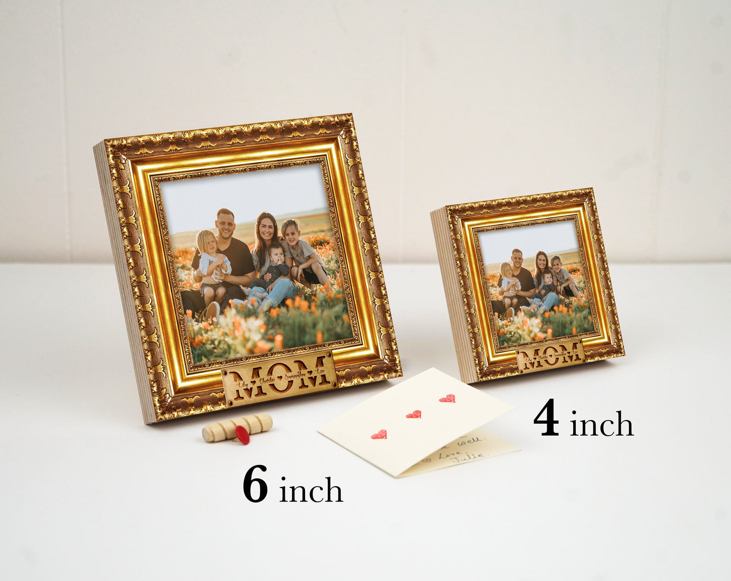 Personalized Gift For Mom - 4" or 6" NOT GOLD FRAME Photo Block - Personalized Mother's Day Gift Frame - Faux Gold Photo Frame - Custom Mom