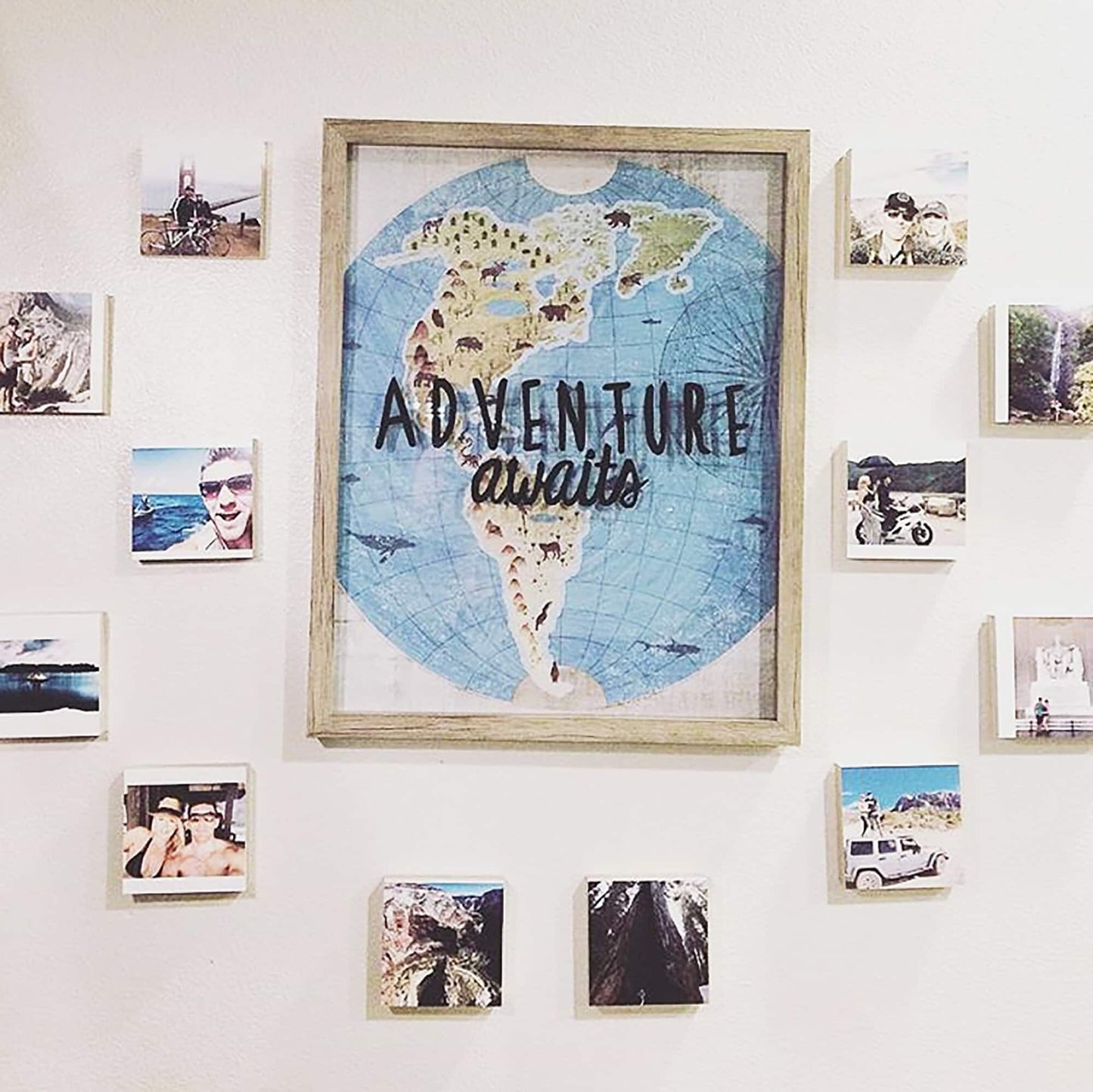 Custom Travel Photo Collage On Wood Blocks - Photo On Wood, Travel Photo Display, Custom Photo Wall