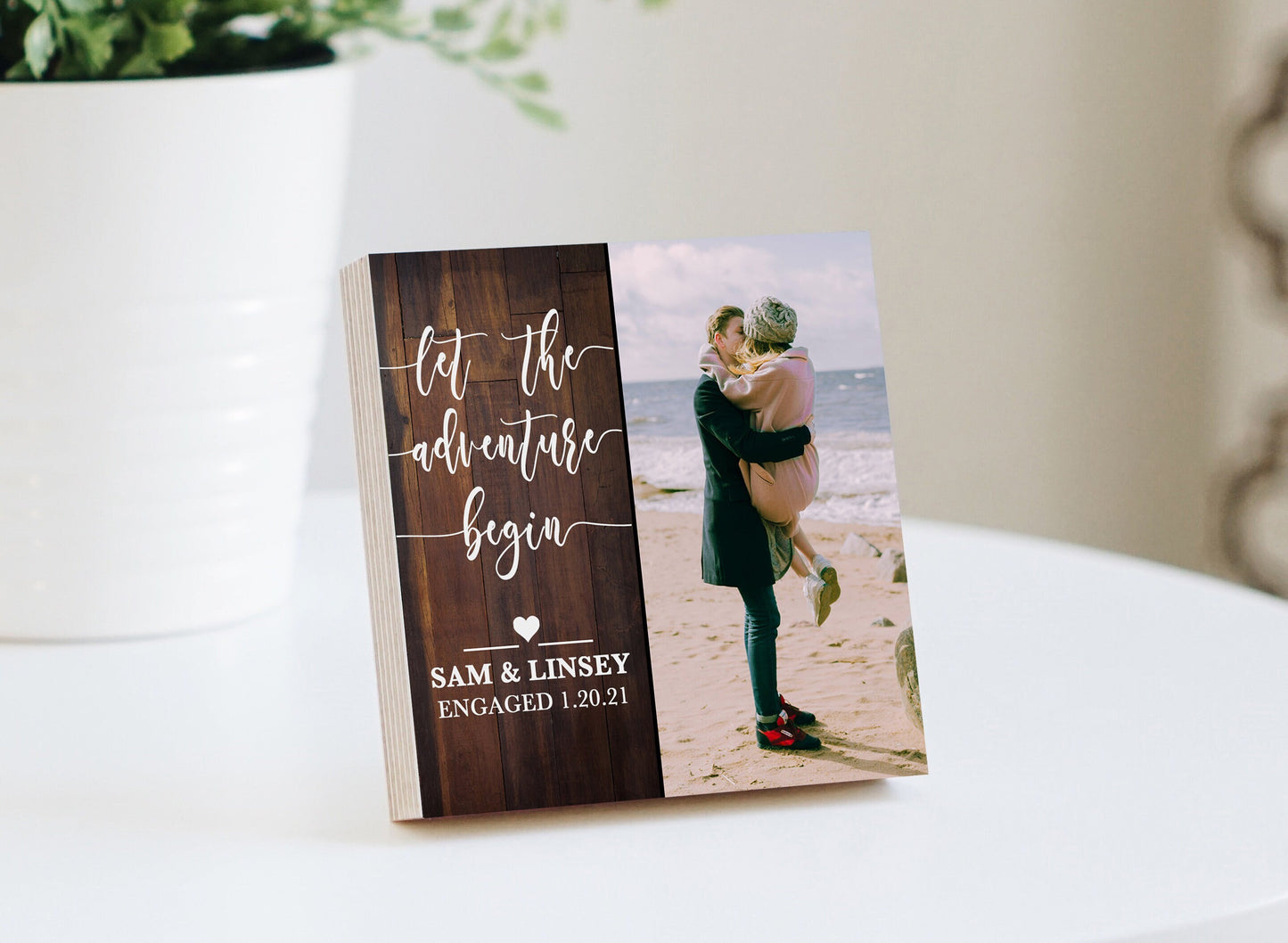 Personalized Engagement Gift - Photo Block 4" or 6" - Custom Engagement Gift For Couple, Gift For Engaged Friend, Gift for Newly Engaged