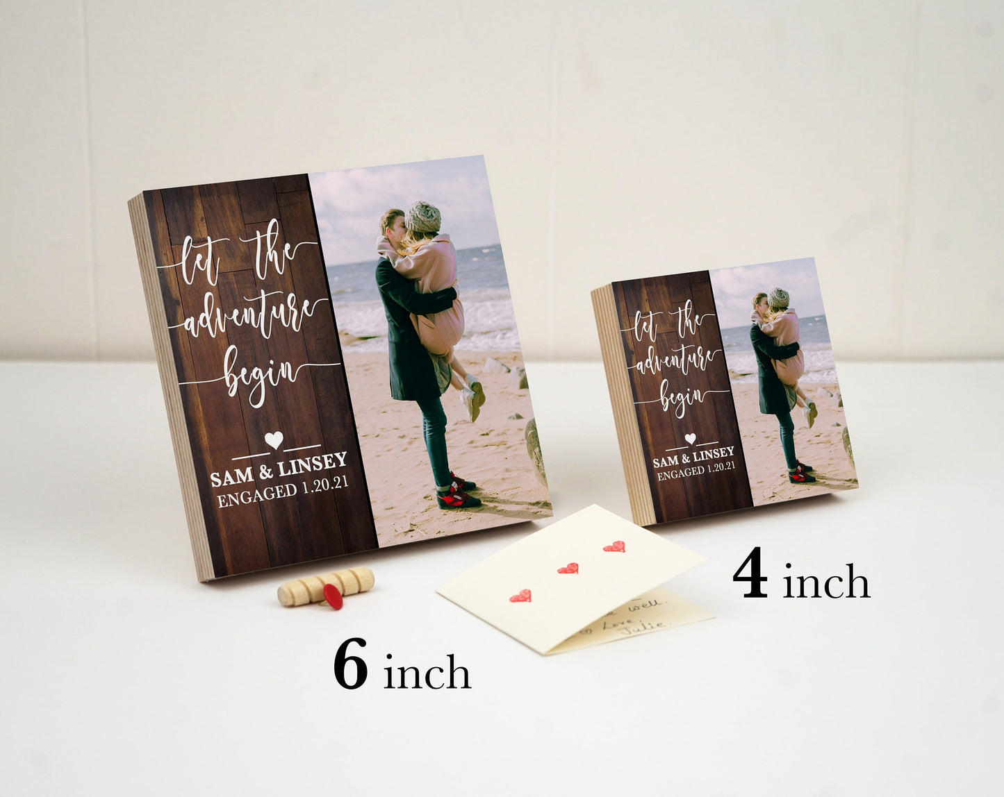 Personalized Engagement Gift - Photo Block 4" or 6" - Custom Engagement Gift For Couple, Gift For Engaged Friend, Gift for Newly Engaged