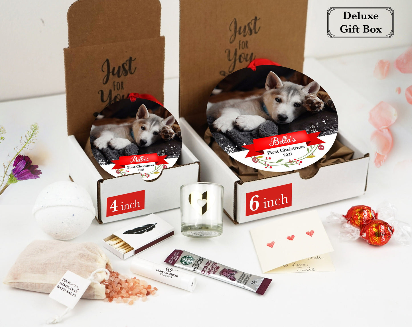 Personalized Pet Sympathy Gift - Christmas Photo Ornament - 4" or 6 (JUMBO)" - Personalized Christmas Ornament - Dog Memorial Photo