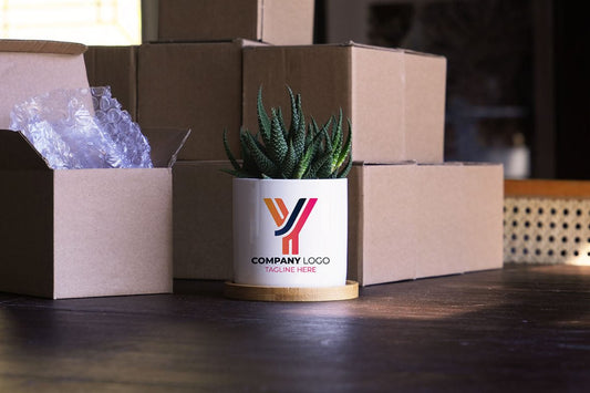 Bulk Gift Planter With Custom Design - 3" Mini White Ceramic Pot w/ Tray - FREE SHIPPING