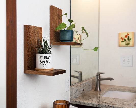 Bathroom Humor Planter  wooden Plant Shelf