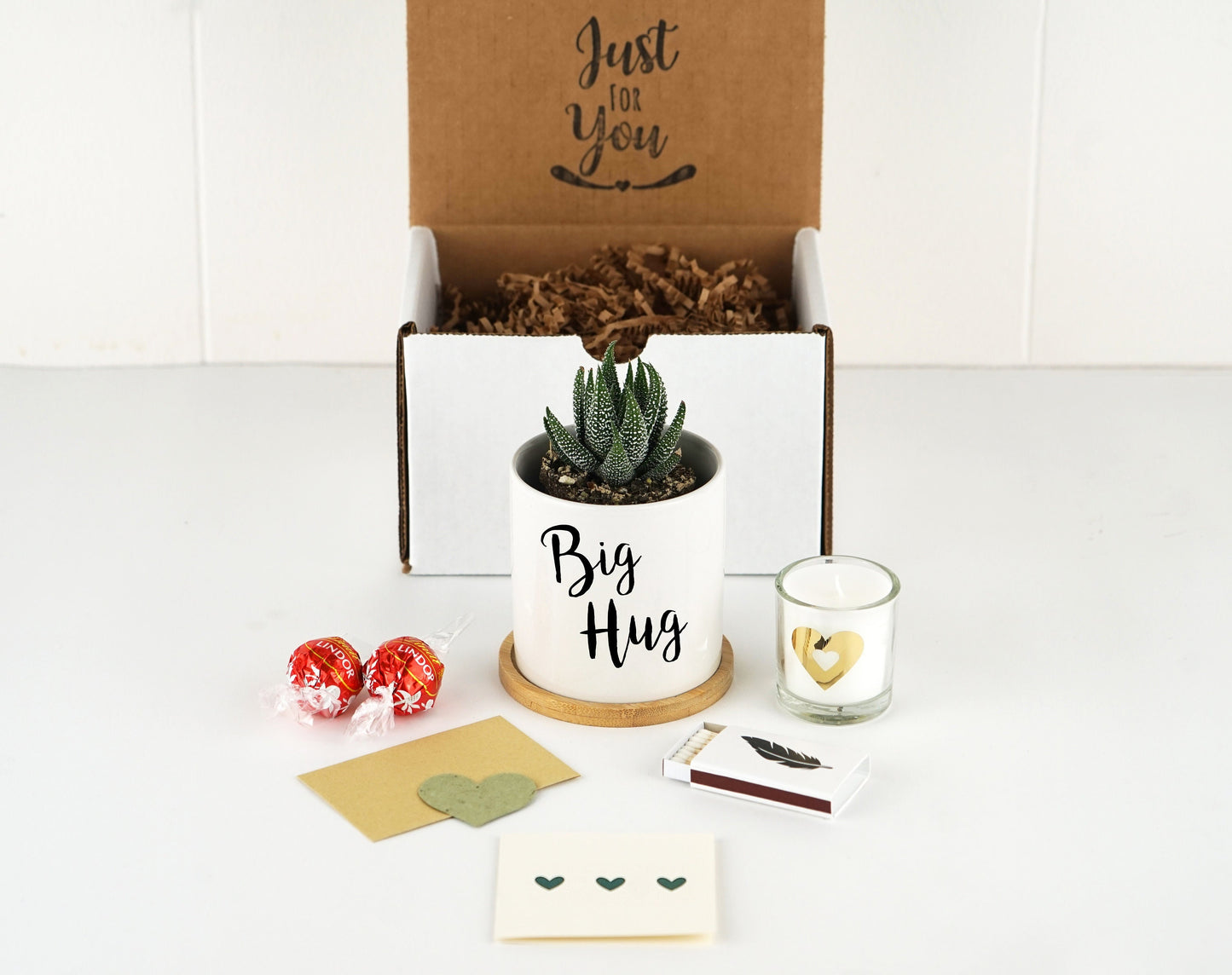 Self Care Gift Box - 3" White Ceramic Pot w/ Bamboo Tray- Thinking of you, Care Package, Gift Box for Women, Spa Gift Set, Gift for Her