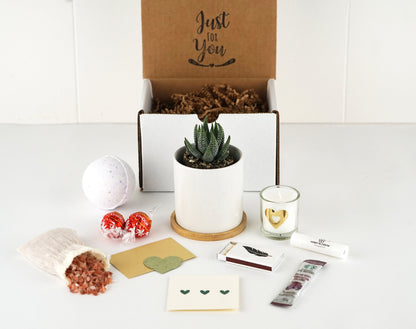 3 Year Anniversary Gift - 3" White Ceramic Pot w/ Bamboo Tray, Custom Succulent Pot, 3rd Year Anniversary, Wedding Anniversary Gift