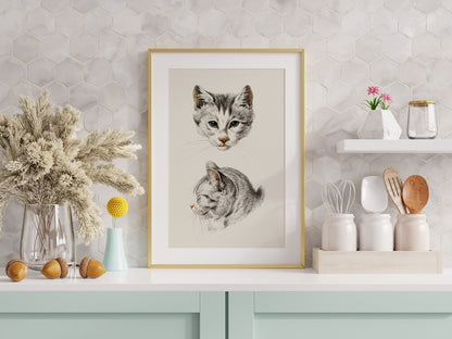 Cat Art Print- Professional Art Print - Cat Artwork, Minimalist Cart Art, Cat Lover Gift, Cat Wall Art, Cat Poster, Gifts for Cat Lovers
