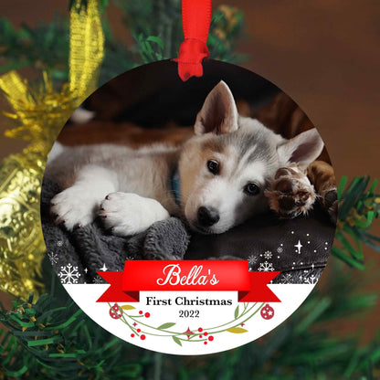 Personalized Pet Sympathy Gift - Christmas Photo Ornament - 4" or 6 (JUMBO)" - Personalized Christmas Ornament - Dog Memorial Photo