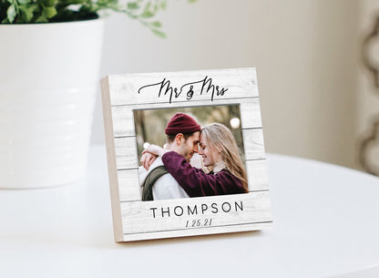 Personalized Engagement Frame Gift for Couple - 4" or 6"- Photo Block - Gift Ideas for Bride and Groom, Wedding Engagement Frames