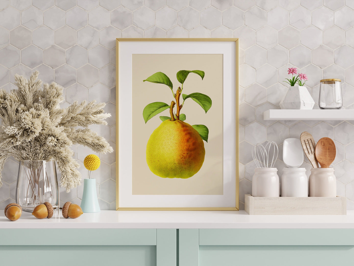vintage pear fruit print - professional art print set- kitchen art, botanical art, kitchen decor, kitchen wall art, art for kitchen