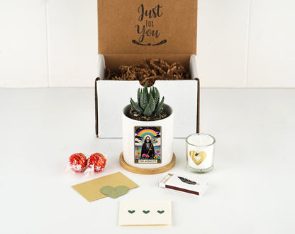 The Audacity Tarot Card Planter - White Planter 3" - Spa Gift Box, Wife Gift Idea, Tarot Card Gift, Cyberpunk Tarot, Witch mug, Witchy Gifts