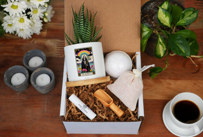 The Audacity Tarot Card Planter - White Planter 3" - Spa Gift Box, Wife Gift Idea, Tarot Card Gift, Cyberpunk Tarot, Witch mug, Witchy Gifts