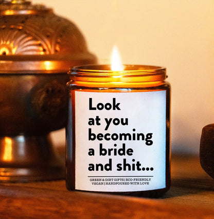 Engagement Gift - 9oz Soy Candle - Care Package For Her, Spa Gift Box, Look at You Becoming A Bride, Bridal Shower Gift, Bride gift