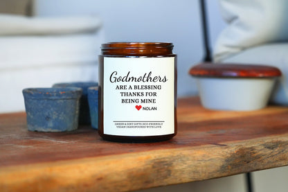 Godmother Proposal Gift Candle - 9oz Soy Custom Candle - Will You Be My Godmother, New Baby Gift, Naming Day Gift, Godmother Proposal Box