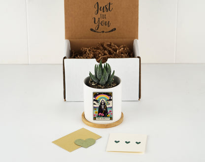 The Audacity Tarot Card Planter - White Planter 3" - Spa Gift Box, Wife Gift Idea, Tarot Card Gift, Cyberpunk Tarot, Witch mug, Witchy Gifts