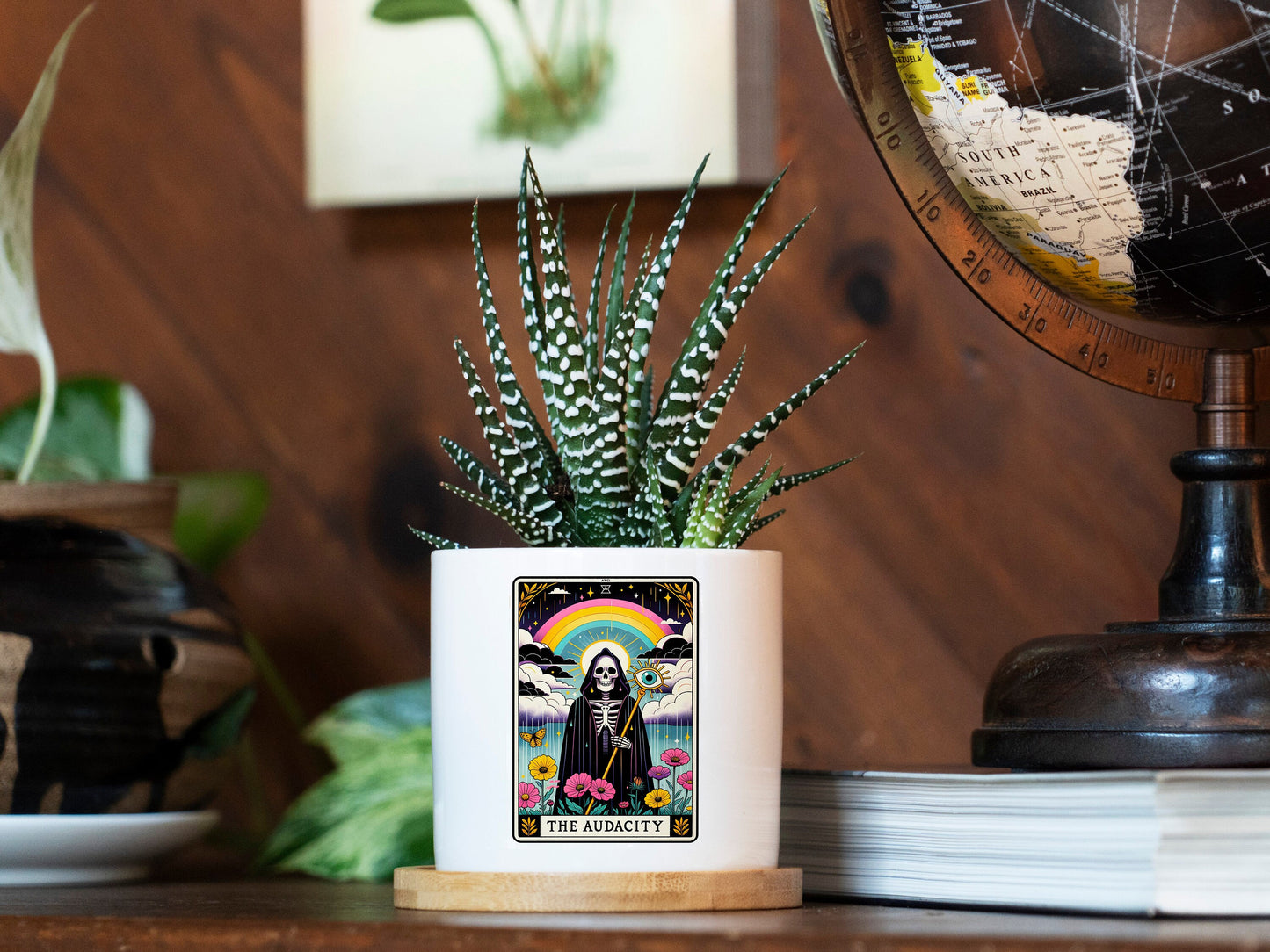 The Audacity Tarot Card Planter - White Planter 3" - Spa Gift Box, Wife Gift Idea, Tarot Card Gift, Cyberpunk Tarot, Witch mug, Witchy Gifts