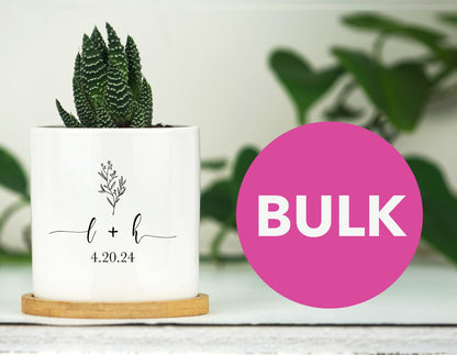 Bulk Planters With Custom Logo  - 3" Pot w/ Tray - Personalized Corporate Gift - Company Gift - Wedding Favors in Bulk, Bulk Christmas Gifts