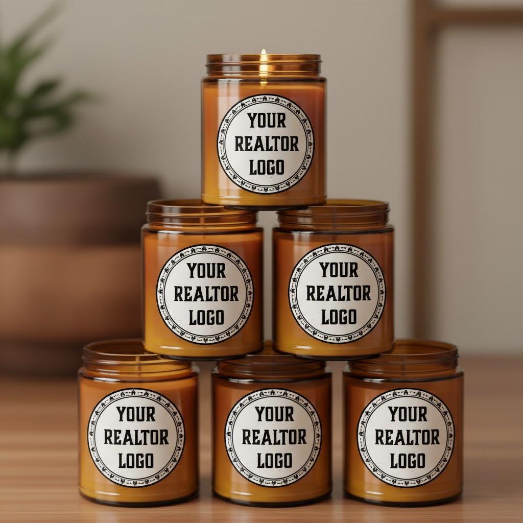 Bulk candles Corporate gift Realtor company logo gift home owner gift candle real estate logo Closing gift New Homeowner Gift Modern candle