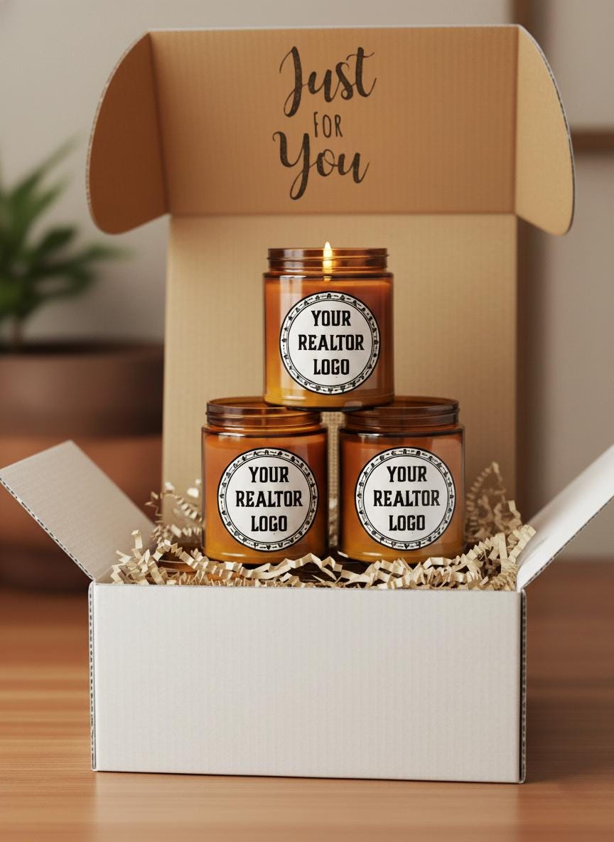 Bulk candles Corporate gift Realtor company logo gift home owner gift candle real estate logo Closing gift New Homeowner Gift Modern candle