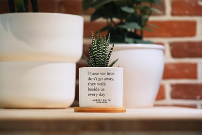 Grief Care Package - 3" White Pot w/ Tray - Personalized Memorial Planter, Death of Parent Gift, Loss of Mother Gift, Bereavement Gift