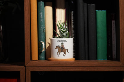 Hold On Partner I'm Overstimulated Planter - 3" Ceramic Pot w Tray - Funny Cowboy Frog Gift, Mental Health Gift, Unhinged, Coworker Gift