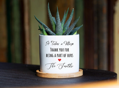 Personalized Planter Gift - 3" White Ceramic Pot, Nanny, Teacher, Friend, Caregiver, Thank you , Ideas - Gift for Him Her, Custom Flower pot