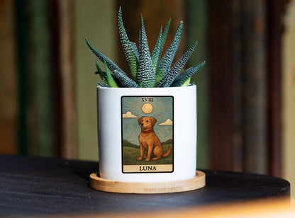 Personalized Tarot Card Dog Lover Memorial Gift - 3" White Pot -Pet Memorial Gift, Dog Remembrance Gift, Pet Loss Gift, Dog Remembrance Gift
