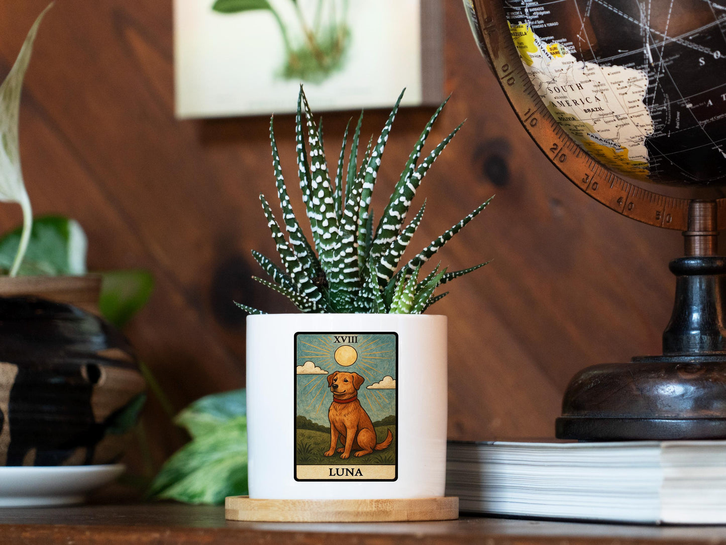 Personalized Tarot Card Dog Lover Memorial Gift - 3" White Pot -Pet Memorial Gift, Dog Remembrance Gift, Pet Loss Gift, Dog Remembrance Gift