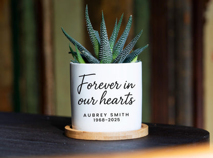Grief Care Package - 3" White Pot w/ Tray - Personalized Memorial Planter, Death of Parent Gift, Loss of Mother Gift, Bereavement Gift