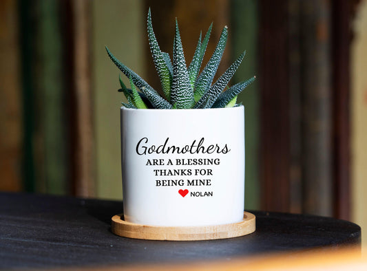 Personalized Grandma Gift - 3" White Ceramic Pot w/ Bamboo Tray - Grandma Christmas Gift For Her - Gift Box - Custom Gift For Grandma