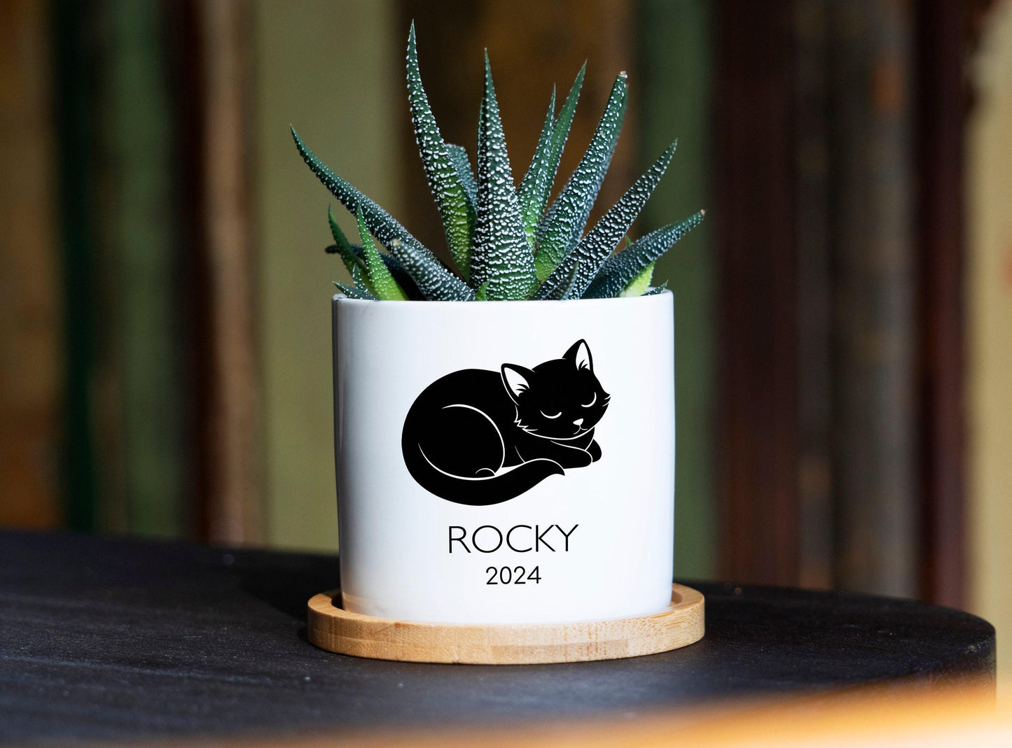 Personalized Cat Memorial Gift Planter - 3" White Pot - Cat Sympathy Gift, Cat Planter, Cat Loss Gifts, Cat Plant pot, Black Cat Memorial