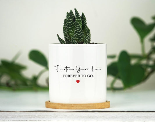 14th Anniversary Gift - 3" White Ceramic Pot, Wedding Anniversary, 14th Anniversary Gift for Him, 14th Anniversary, 14 Anniversary Gifts