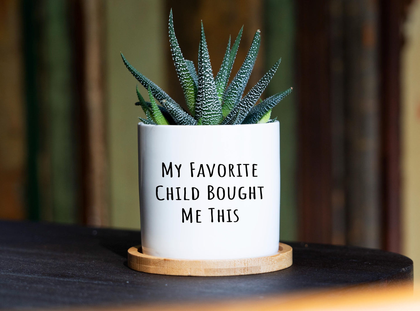 Favorite Child Planter - 3" White Ceramic Pot w/ Tray - Funny Mother Pillow, Funny Father Gift, Funny Mom Gift, Funny Dad Gift