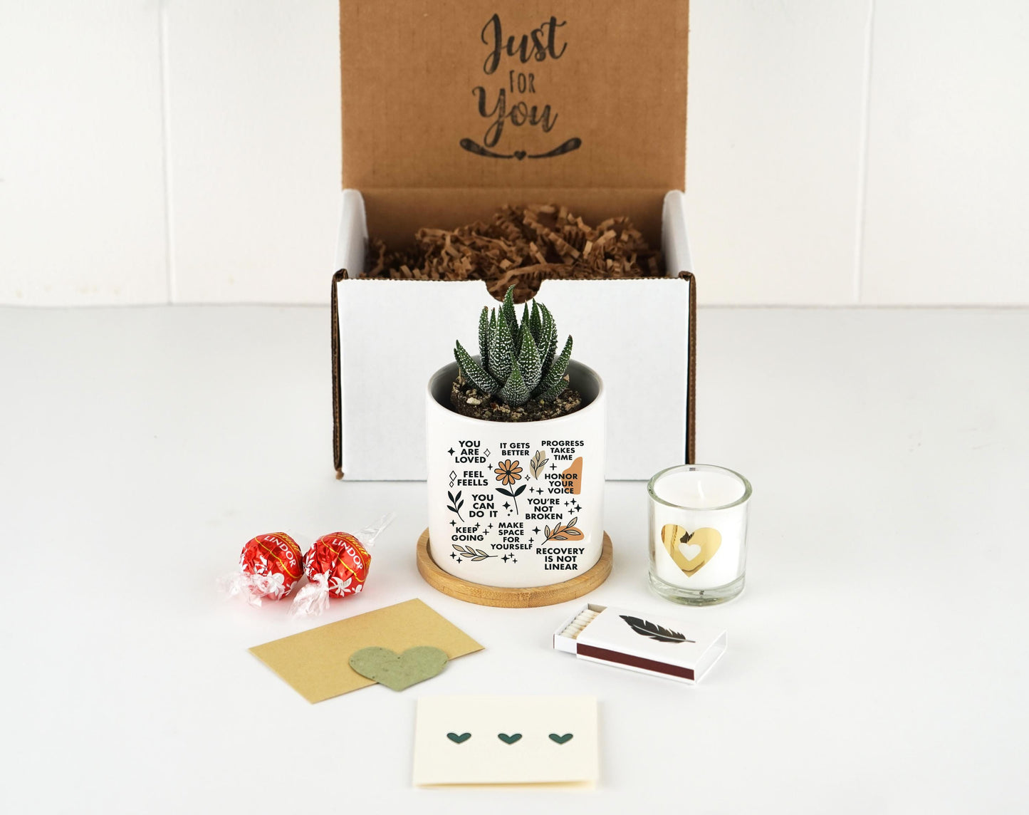 Self Love Planter - 3" Ceramic Pot - Succulent Pot for Self Care | Motivational Gift | Mental Health Reminder Pot | Self Care Gift Box