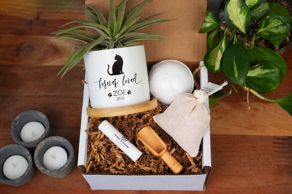 Personalized Cat Memorial Gift Planter - 3" White Ceramic Pot - Forever Loved - Cat Sympathy Gift, Pet Memorial, Cat Planter, Cat Loss Gifts