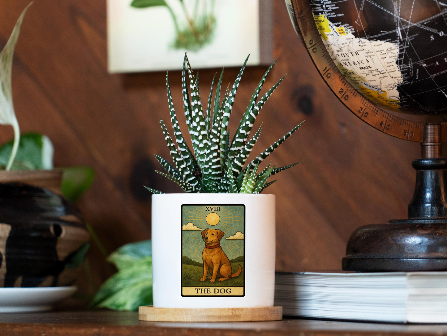 Personalized Tarot Card Dog Lover Memorial Gift - 3" White Pot -Pet Memorial Gift, Dog Remembrance Gift, Pet Loss Gift, Dog Remembrance Gift
