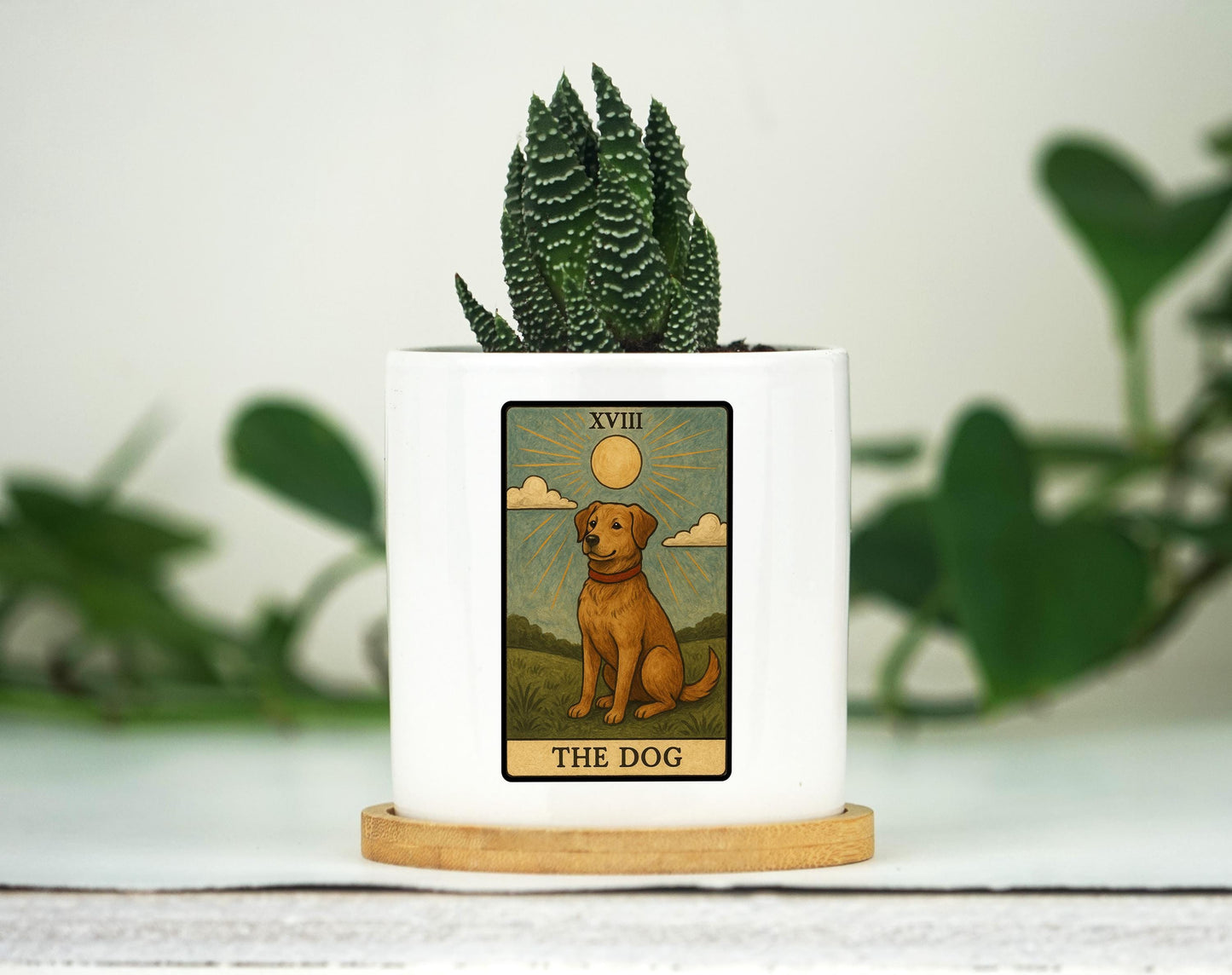 Personalized Tarot Card Dog Lover Memorial Gift - 3" White Pot -Pet Memorial Gift, Dog Remembrance Gift, Pet Loss Gift, Dog Remembrance Gift