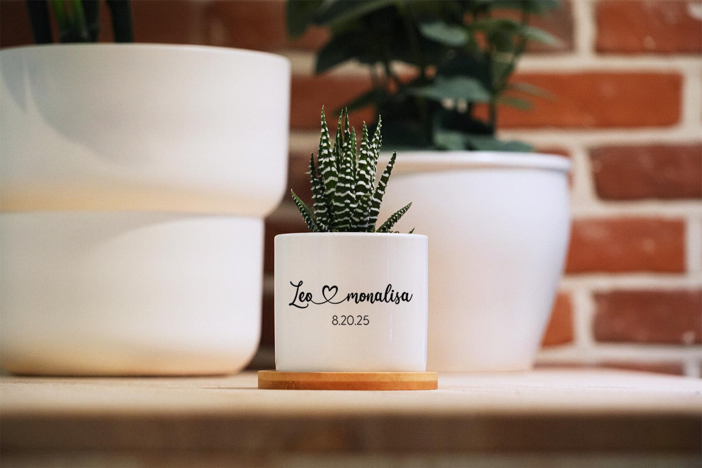 3 Year Anniversary Gift - 3" White Ceramic Pot w/ Tray, Three Year Anniversary, 3rd Anniversary, 3rd Year Gift Anniversary Gift for Her