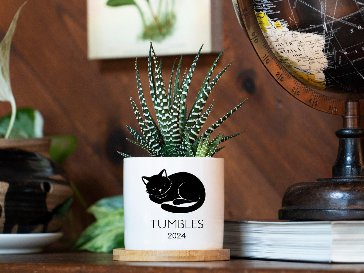 Personalized Cat Memorial Gift Planter - 3" White Pot - Cat Sympathy Gift, Cat Planter, Cat Loss Gifts, Cat Plant pot, Black Cat Memorial