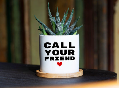Best Friend Gift Planter Gift - 3" White Ceramic Pot - Work Bestie Gift Idea, Long Distance Gift, Funny Goodbye Gift, Moving Gift