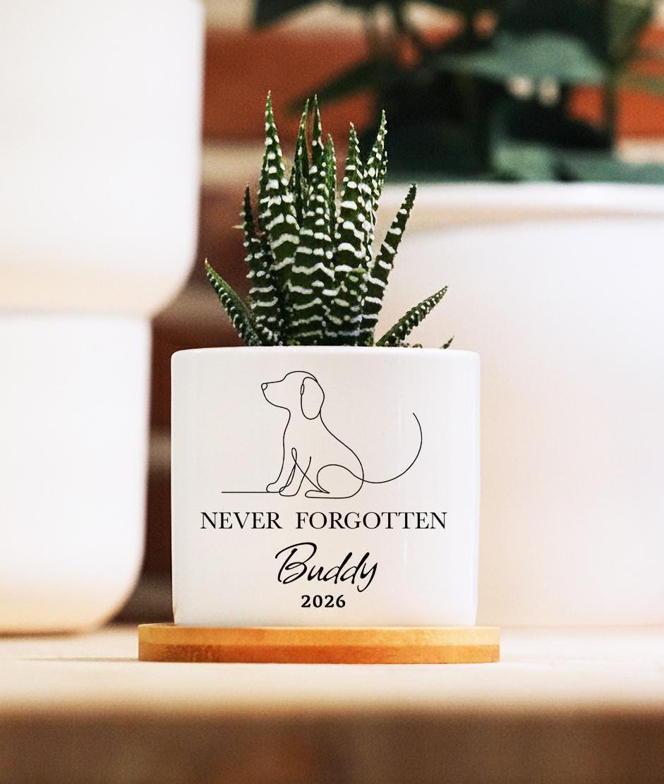 Personalized Dog Memorial Planter - In Loving Memory Flower Pot  - Personalized Loss of Dog Gift, Pet Sympathy Gift for Dog Owner