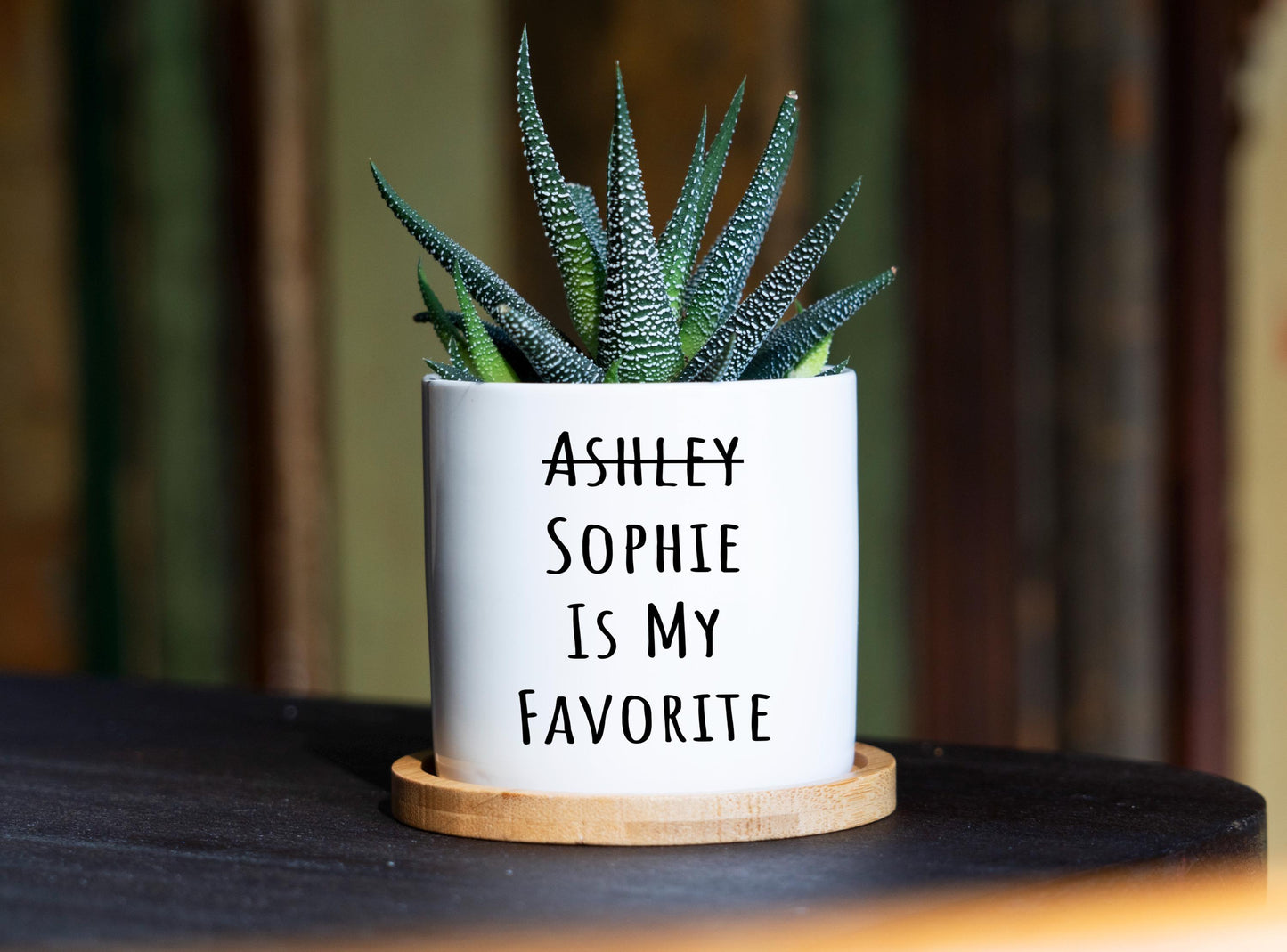 Favorite Child Planter - 3" White Ceramic Pot w/ Tray - Funny Mother Pillow, Funny Father Gift, Funny Mom Gift, Funny Dad Gift