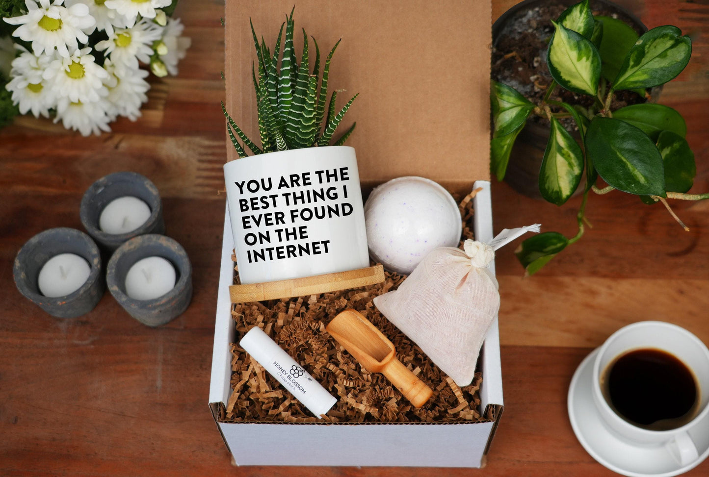 Personalized Engagement Gift - 3" White Ceramic Pot w/ Tray - Personalized Planter, Care Package For Her, Best Friend Gift, Anniversary Gift