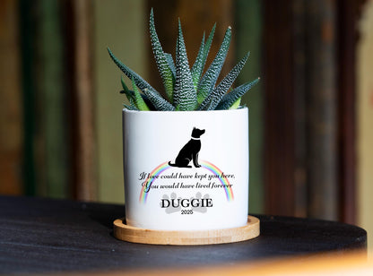 Personalized Rainbow Bridge Dog Memorial Gift - 3" White Pot - Pet Memorial Gift, Dog Remembrance Gift, Pet Loss Gift, Dog Remembrance Gift