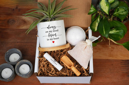 Personalized Dog Memorial Gift Planter - 3" White Ceramic Pot w/ Bamboo Tray - "Forever Loved" - Dog Sympathy Gift - Pet Memorial