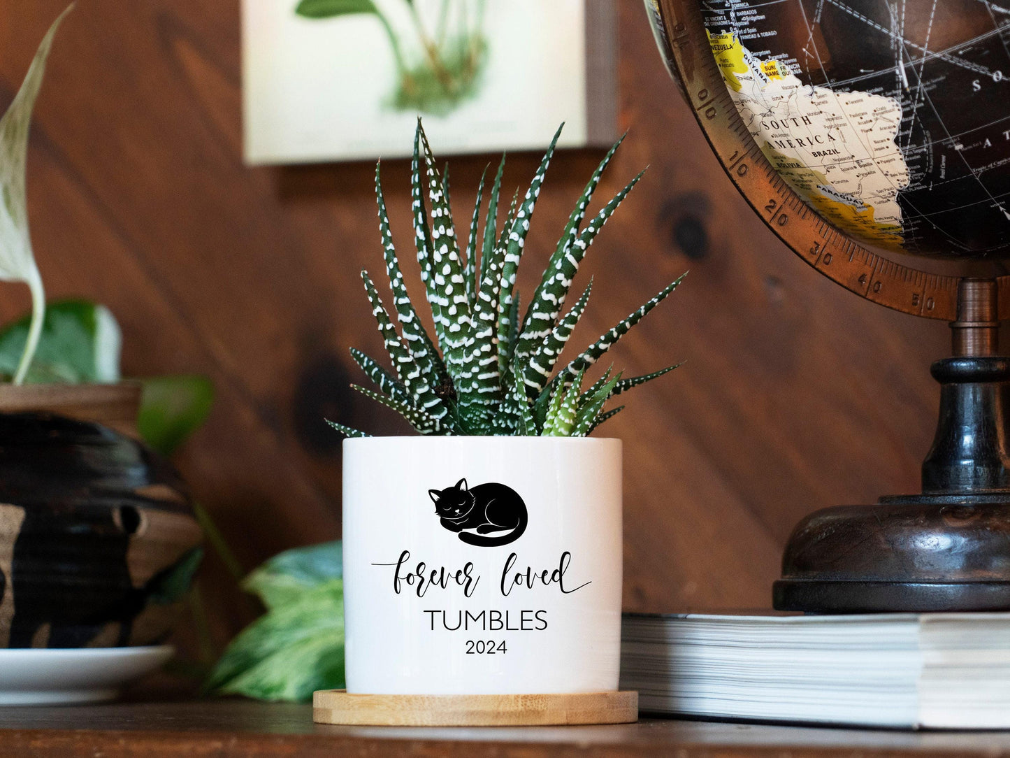 Personalized Cat Memorial Gift Planter - 3" White Pot - Cat Sympathy Gift, Cat Planter, Cat Loss Gifts, Cat Plant pot, Black Cat Memorial