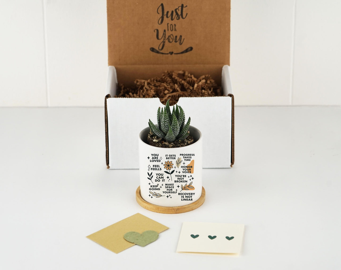 Self Love Planter - 3" Ceramic Pot - Succulent Pot for Self Care | Motivational Gift | Mental Health Reminder Pot | Self Care Gift Box