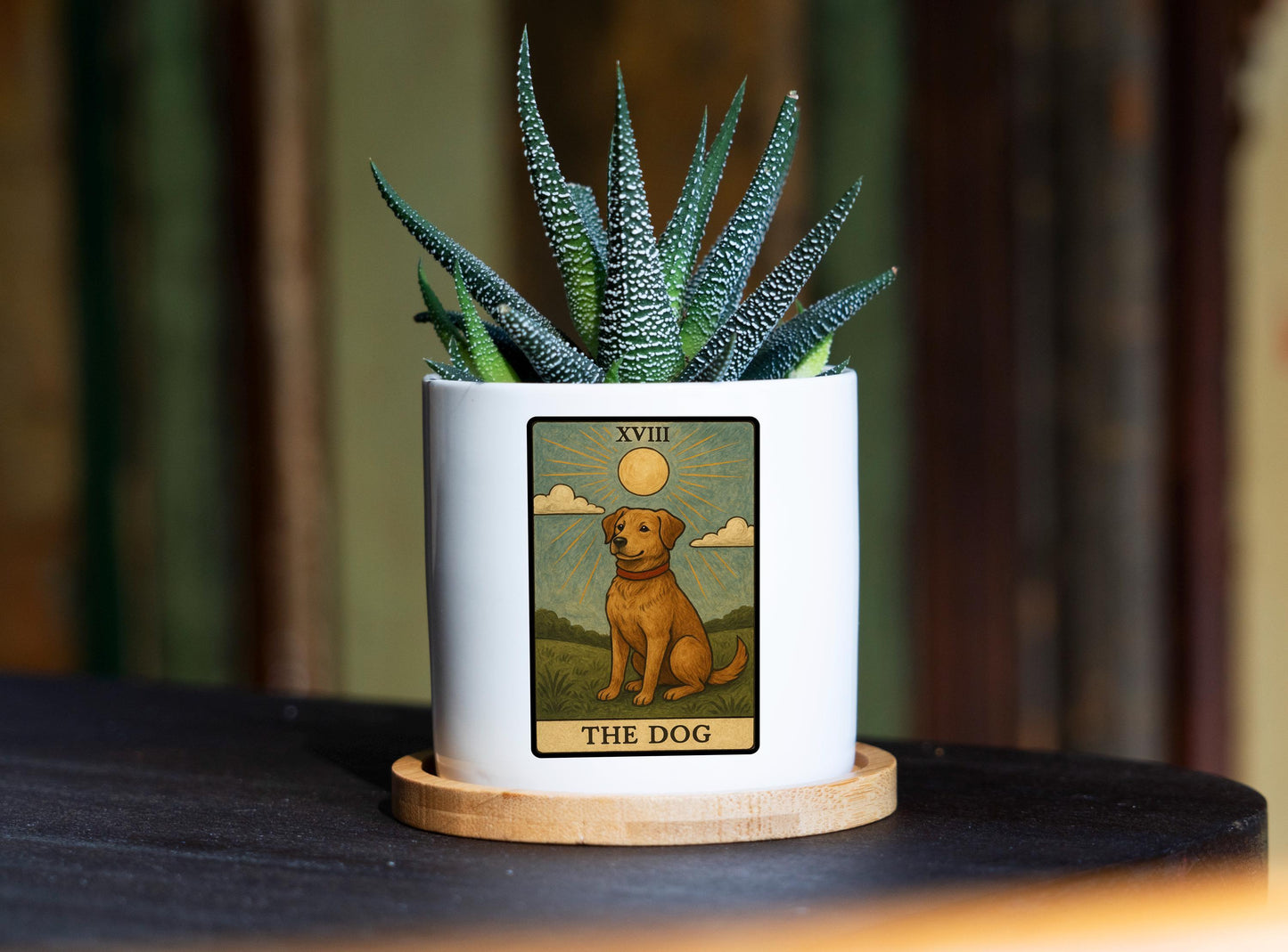 Personalized Tarot Card Dog Lover Memorial Gift - 3" White Pot -Pet Memorial Gift, Dog Remembrance Gift, Pet Loss Gift, Dog Remembrance Gift