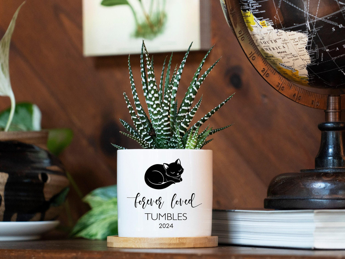 Personalized Cat Memorial Gift Planter - 3" White Pot - Cat Sympathy Gift, Cat Planter, Cat Loss Gifts, Cat Plant pot, Black Cat Memorial