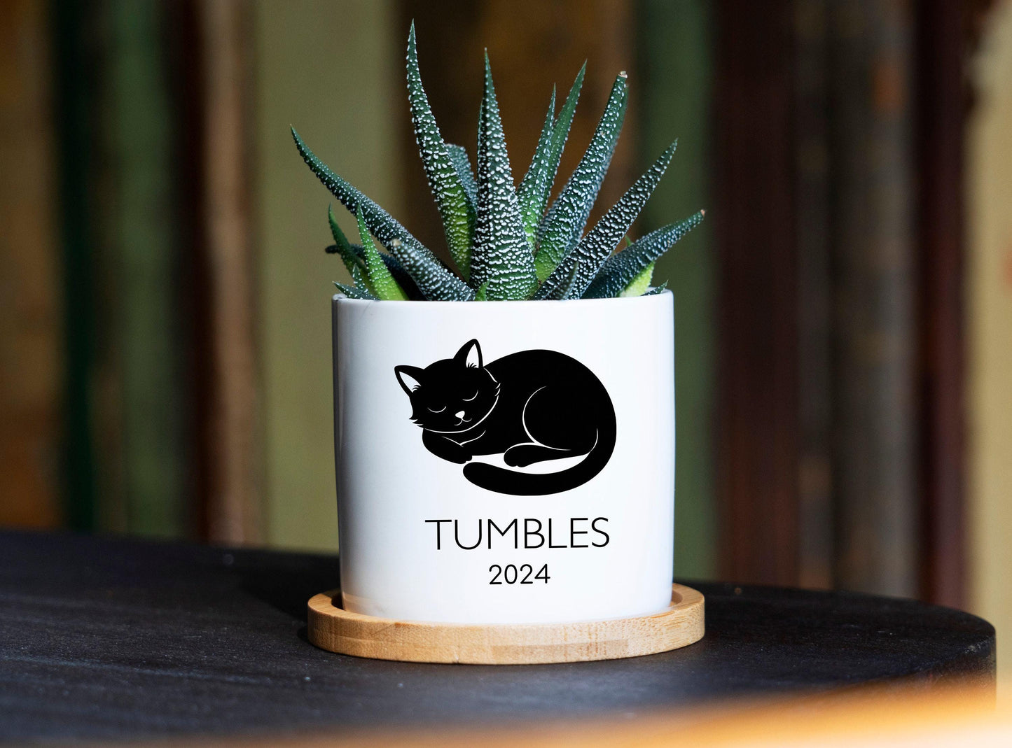 Personalized Cat Memorial Gift Planter - 3" White Pot - Cat Sympathy Gift, Cat Planter, Cat Loss Gifts, Cat Plant pot, Black Cat Memorial