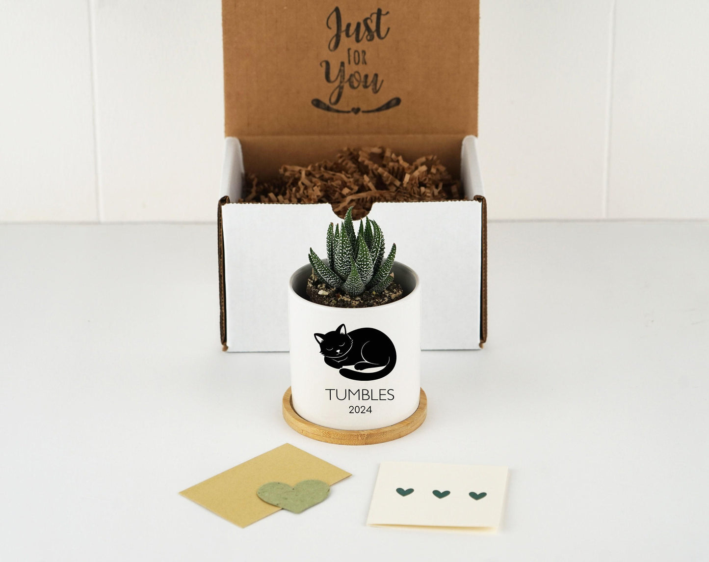 Personalized Cat Memorial Gift Planter - 3" White Pot - Cat Sympathy Gift, Cat Planter, Cat Loss Gifts, Cat Plant pot, Black Cat Memorial